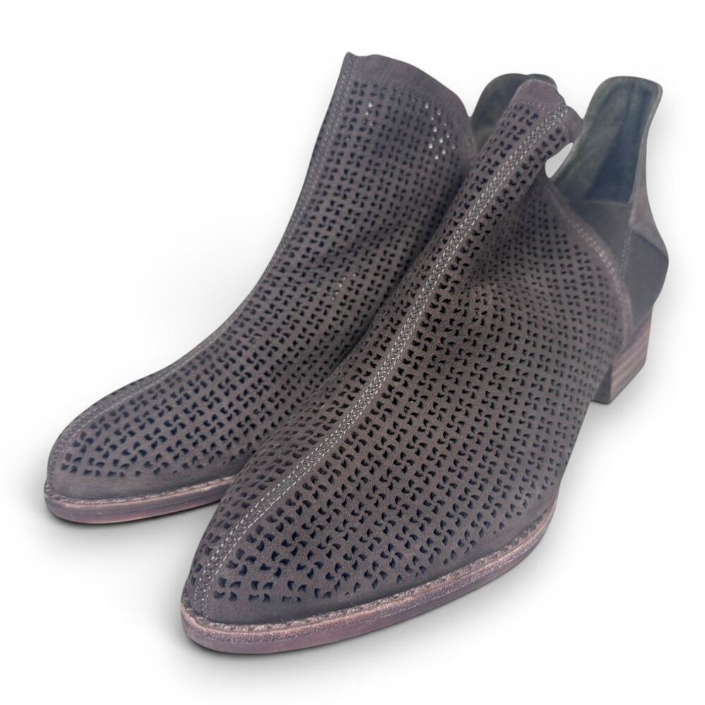 Vince Camuto Celena Perforated Suede Leather Ankle Bootie Brown Women's Size 8.5